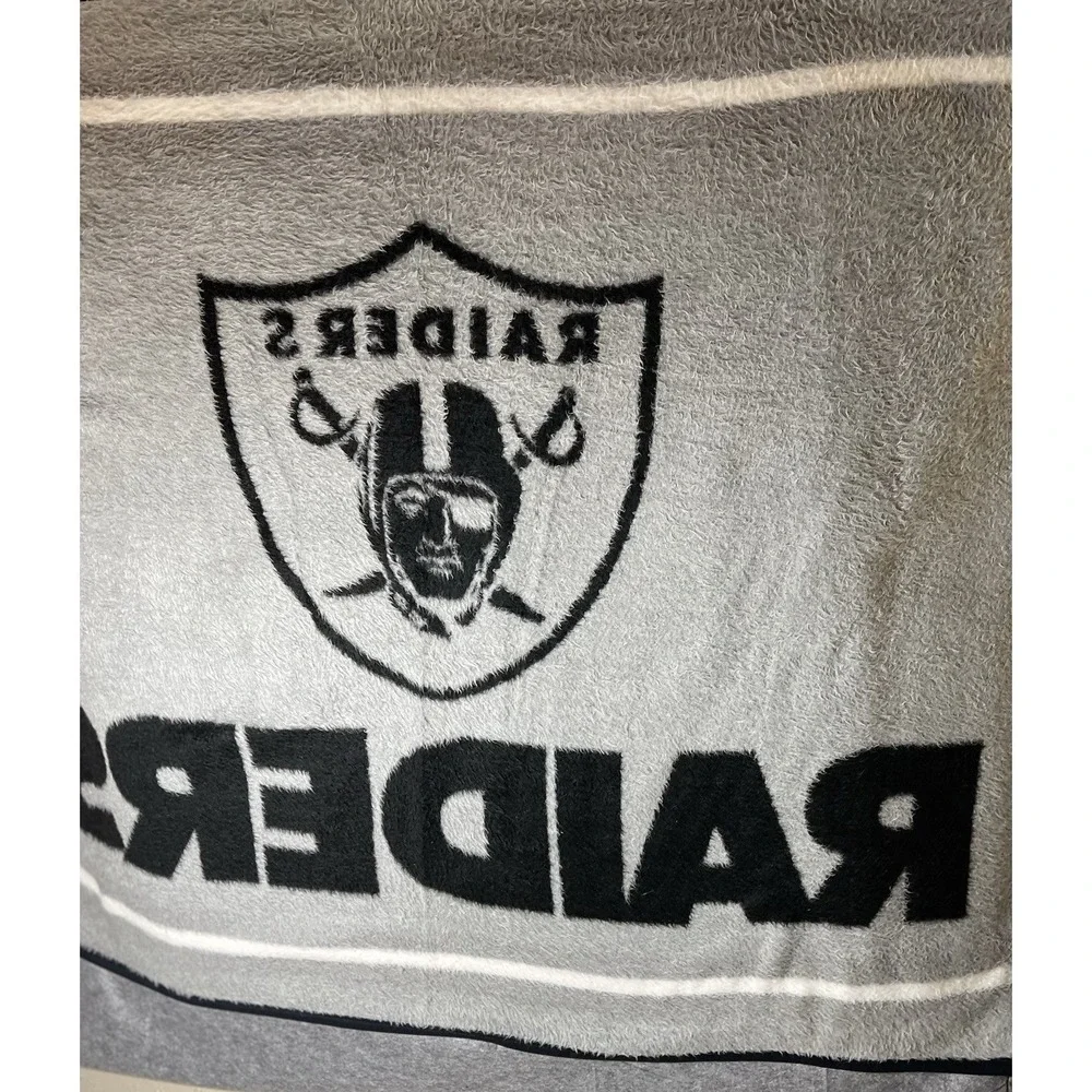 VTG‎ Biederlack Oakland Raiders Double Sided Woven Throw Blanket Made USA NFL
